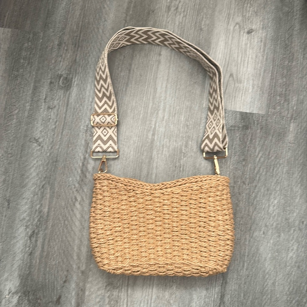 Tan Crossbody Bag with Woven Texture